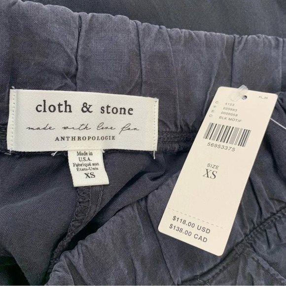 Cloth Stone Anthropolgie Pants Joggers Woman XS Charcoal Chambray Pockets New - Picture 7 of 12